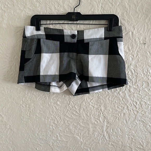 Rainbow White Black Buffalo Check Plaid Low Rise Shorts Hot Pants 5 - Picture 1 of 5